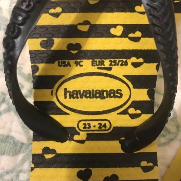 🐝 HAVAIANAS Yellow Black Hearts & Bumble Bee NWT - Picture 4 of 4